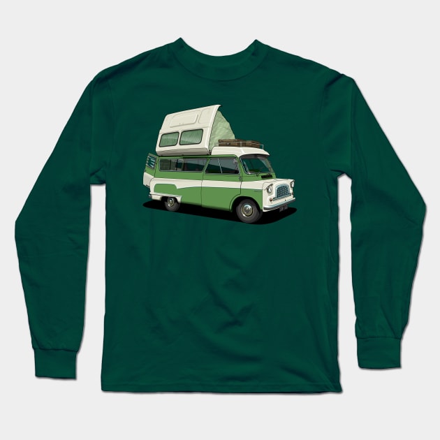 Bedford Camper Van in green Long Sleeve T-Shirt by candcretro